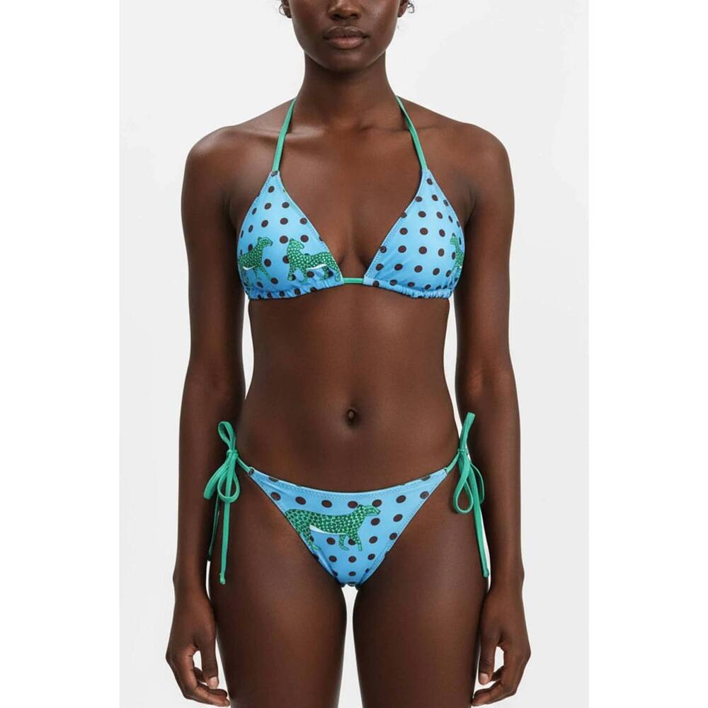 NEW JESSIE ZHAO verdant wild reversible bikini set in blue